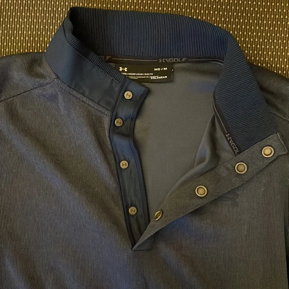 Under Armour/UA ColdGear® blue knitted golf pullover, size M - Picture 3 of 3